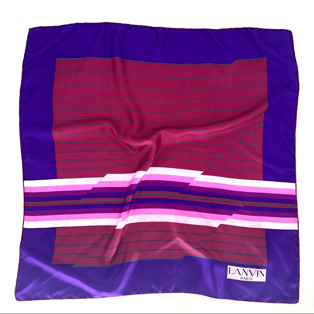 LANVIN Paris silk square scarf geometric